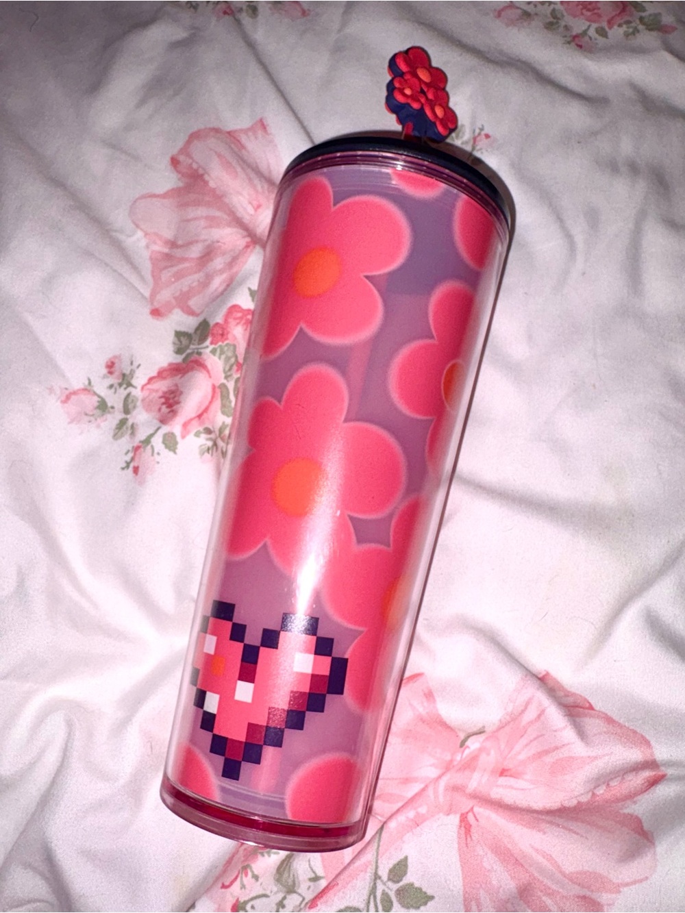 Starbucks Purple Floral Heart Tumbler